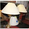 Image 1 : 2 GOLD TONE+ GLASS TABLE LAMPS + 1 NEW LAMPSHADE