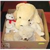 Image 1 : BOX WITH LARGE STUFFED PLUSH PUPPY & 3 PLUSH