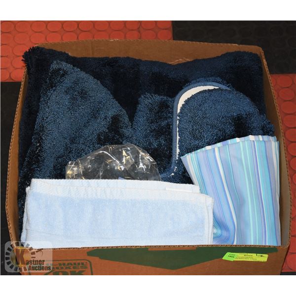 BOX WITH BATHROOM ACCESSORIES INCLUDING LARGE