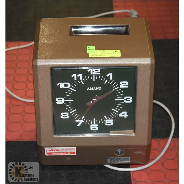 VINTAGE TIME PUNCH CLOCK AND TIME CARD RACK