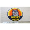 Image 1 : Husky Gasoline porcelain sign - 11.75 diameter