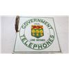 Image 3 : Government long distance telephones flanged enamel double sided sign - 19.75x20