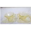 Image 3 : 10 piece tea service amber yellow Lorrain depression glass