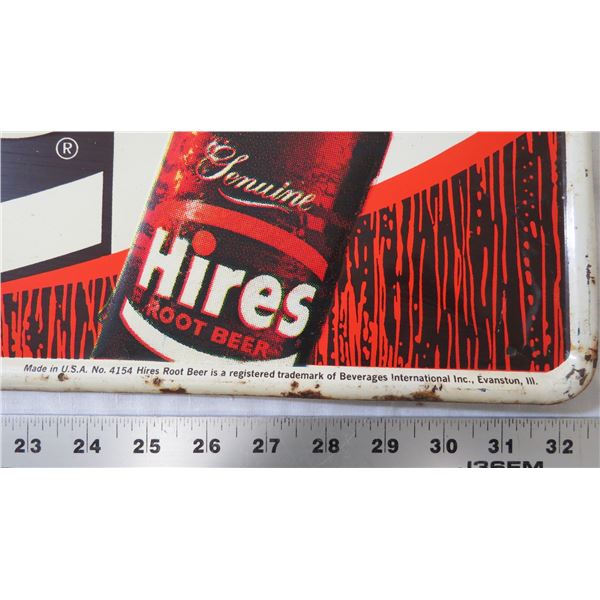 Hires Root Beer embossed tin sign - Bodnarus Auctioneering