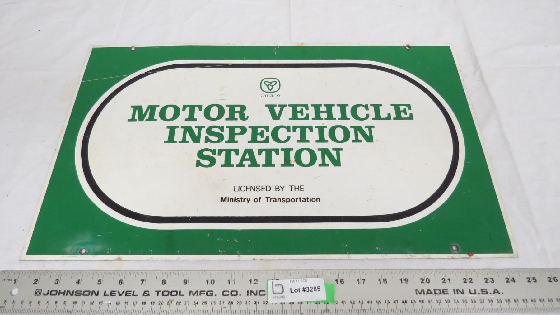 Motor vehicle inspection aluminum sign - 14.5x24 - double sided