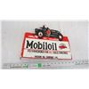 Image 4 : Mobil Oil flanged porcelain sign - 12x14.25