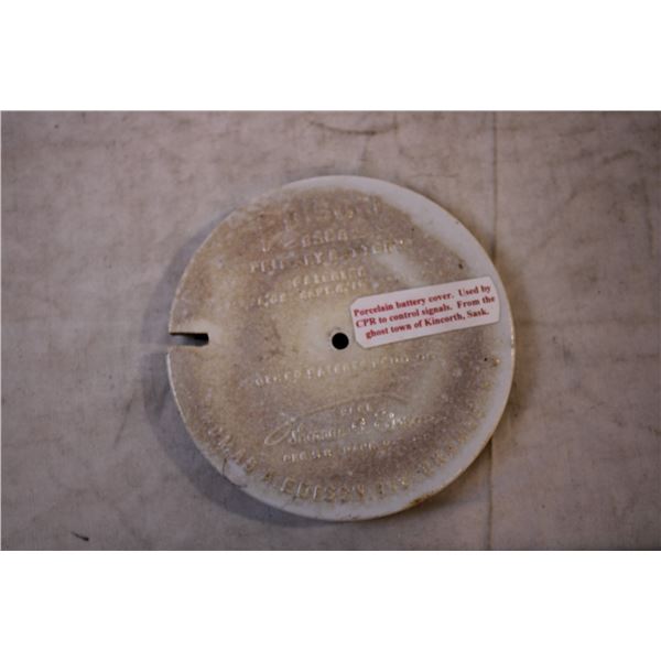 Edison Ceramic Battery Cover used by CPR - 6  diameter