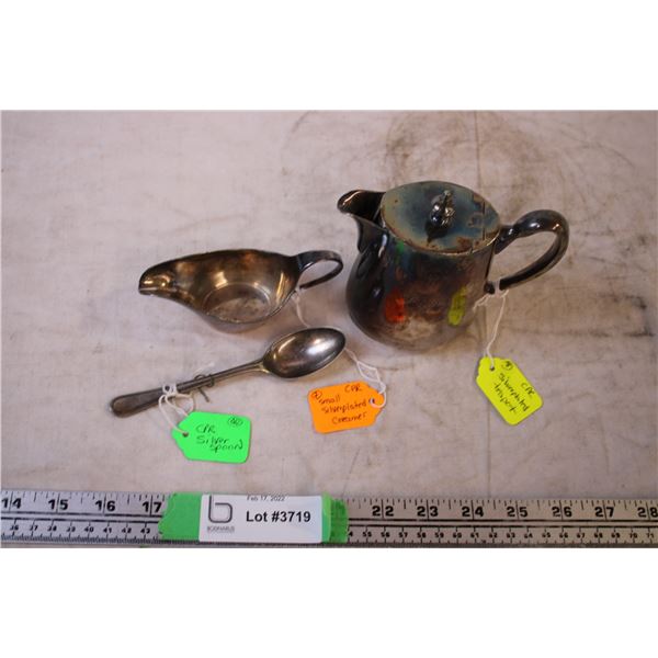 CPR Silver Plated Teapot + Creamer + Spoon