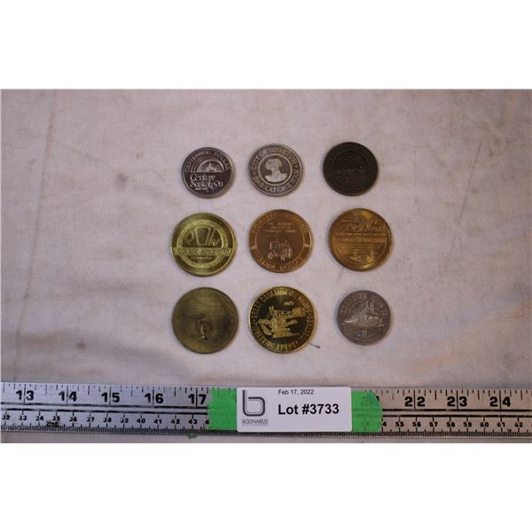 Saskatoon Coins, Yorkton, Swift Current, various Pion-era coins + Great Canadian Oil Sands coin