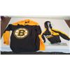 Image 1 : Boston bruins jersey (medium) + Bruins Jacket (3T) plus baby gloves - used
