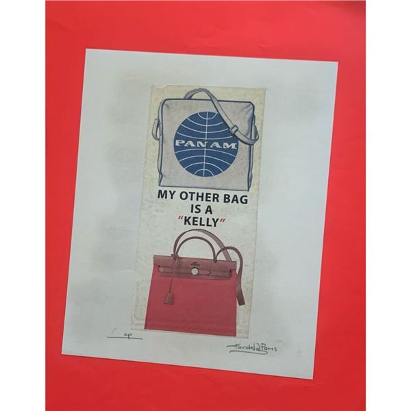 Hermès Paris Kelly Handbag  x Pan Am Airways Fairchild Paris Print Art Collection