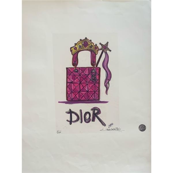 Dior Pink Crown Handbag Fairchild Paris Print Art Collection