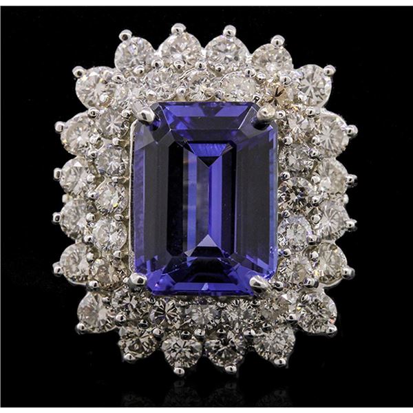 14KT White Gold 6.93 ctw Tanzanite and Diamond Ring