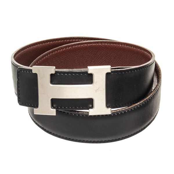 Hermes Black Leather Constance H Belt