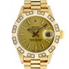 Image 1 : Rolex Ladies 18K Yellow Diamond And Champagne Index President Wristwatch