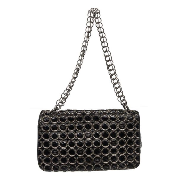 Chanel Black Patent Leather Chain Flap Shoulder Bag