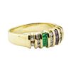 Image 1 : 0.90 ctw Diamond, Amethyst, and Emerald Ring - 14KT Yellow Gold