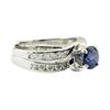 Image 1 : 1.59 ctw Round Brilliant Blue Sapphire And Diamond Ring - 14KT White Gold
