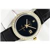 Image 2 : Rolex 36 Datejust Black Onyx 2.75 ctw Princess Diamond Leather Band Oyster Perpe