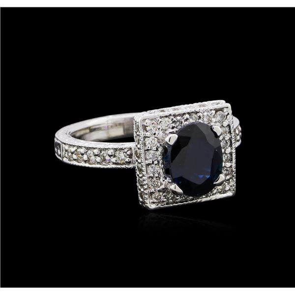 1.68 ctw Sapphire and Diamond Ring - 14KT White Gold