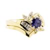 Image 1 : 1.24 ctw Blue Sapphire And Diamond Ring And Band - 14KT Yellow Gold