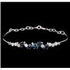 Image 1 : 1.48 ctw Blue Sapphire and Diamond Bracelet - 14KT White Gold