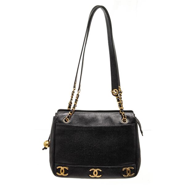 Chanel Black Leather Triple CC Shoulder Bag