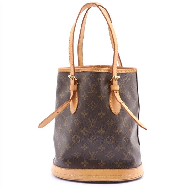 Louis Vuitton Monogram Canvas Leather Petit Bucket PM Bag