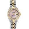 Image 3 : Rolex Ladies 2 Tone Pink MOP Diamond Lugs & Pyramid Datejust Wriswatch