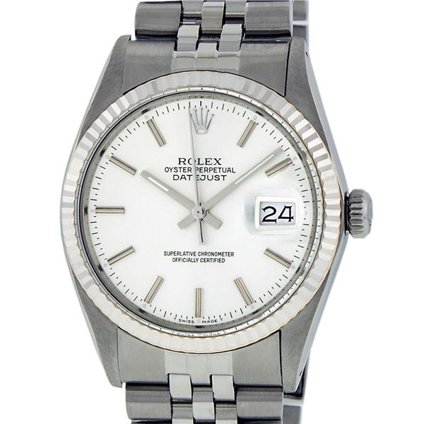 Rolex Mens Stainless Steel 36MM Silver Index Oyster Perpetual Datejust Wristwatc