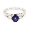 Image 2 : 1.53 ctw Sapphire and Diamond Ring - 14KT White Gold