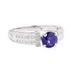 Image 1 : 1.36 ctw Sapphire and Diamond Ring - 14KT White Gold