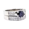 Image 1 : 2.49 ctw Sapphire And Diamond Ring And Attached Band - 18KT White Gold