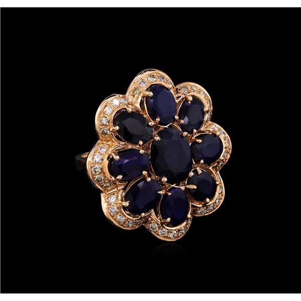 14KT Rose Gold 10.37 ctw Sapphire Ring