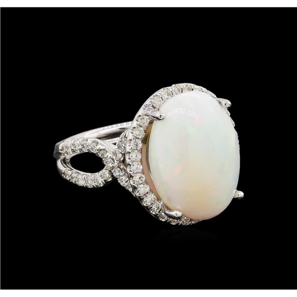 9.20 ctw Opal and Diamond Ring - 14KT White Gold