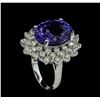 Image 4 : 12.04 ctw Tanzanite and Diamond Ring - 14KT White Gold