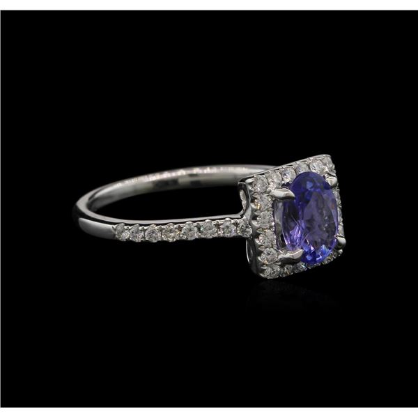 0.78 ctw Tanzanite and Diamond Ring - 14KT White Gold