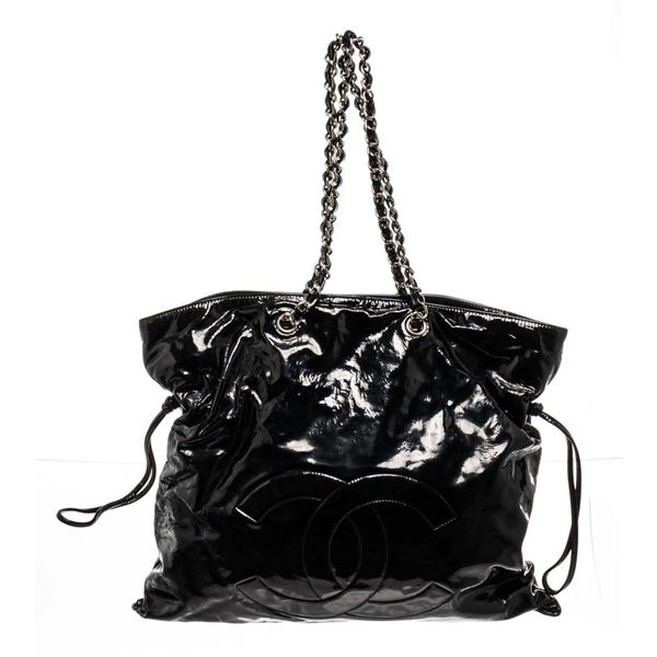 Chanel Black Chain Leather Tote Bag