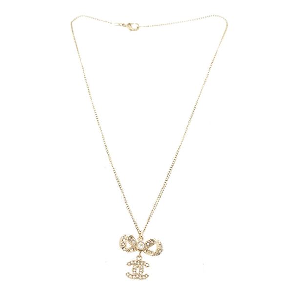 Chanel Gold Ribbon Necklace