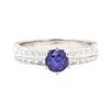 Image 2 : 0.95 ctw Sapphire And Diamond Ring - 18KT White Gold