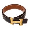 Image 1 : Hermes Black Leather Constance 65cm Belt