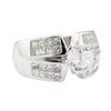 Image 1 : 1.20 ctw Diamond Semi Mount Ring with CZ Center - 14KT White Gold