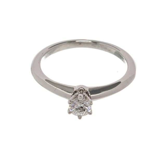 Tiffany  Co. Silver Diamond Solitaire Ring