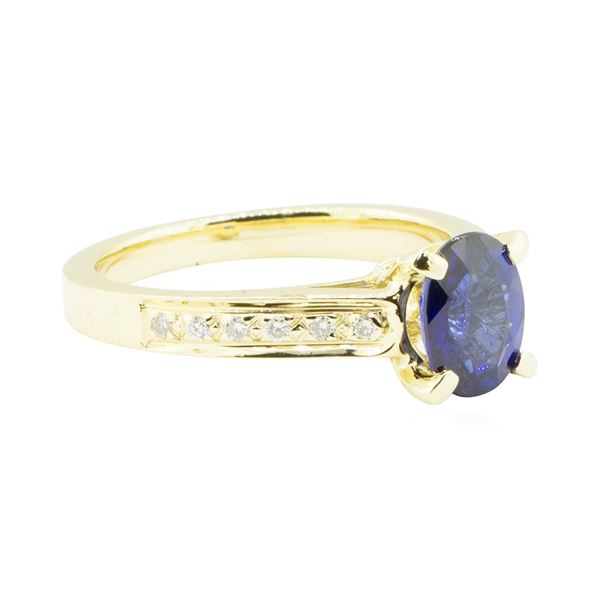 1.74 ctw Blue Sapphire and Diamond Ring - 14KT Yellow Gold