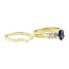 Image 1 : 1.25 ctw Blue Sapphire and Diamond Ring Set - 14KT Yellow Gold