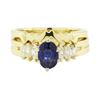 Image 2 : 1.25 ctw Blue Sapphire and Diamond Ring Set - 14KT Yellow Gold