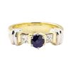 Image 2 : 1.16 ctw Blue Sapphire and Diamond Ring - 14KT Yellow and White Gold