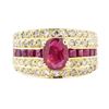 Image 2 : 2.50 ctw Ruby and Diamond Ring - 14KT Yellow Gold