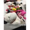 Image 1 : Bin of Stuffed Animals, Cow, bears, Butterfly, Pink Frog