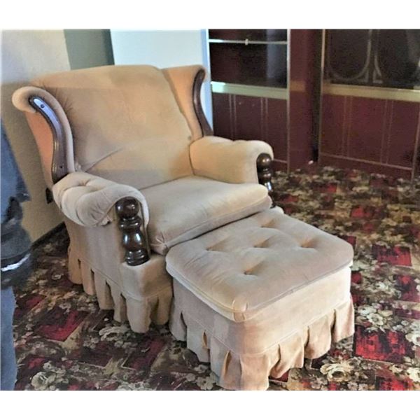 Beige Easy Chair  Comfortable chair and ottoman  - PICK UP AT FARM